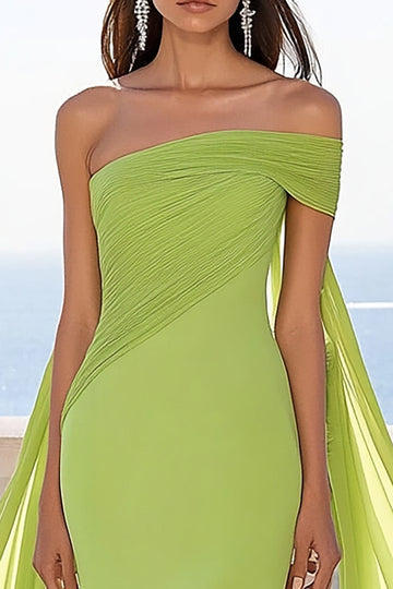 Mermaid Green One Shoulder Formal Dress with Slit